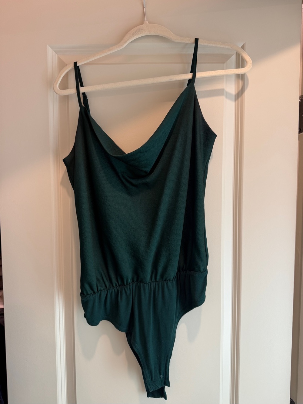 She + Sky Teal Draped One-Piece Bodysuit